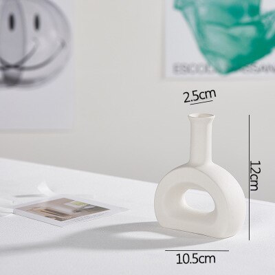 Hvid porcelæn blomstervase stue dekoration figurer håndværk håndværk tørre blomster planter holder uregelmæssig vase: R