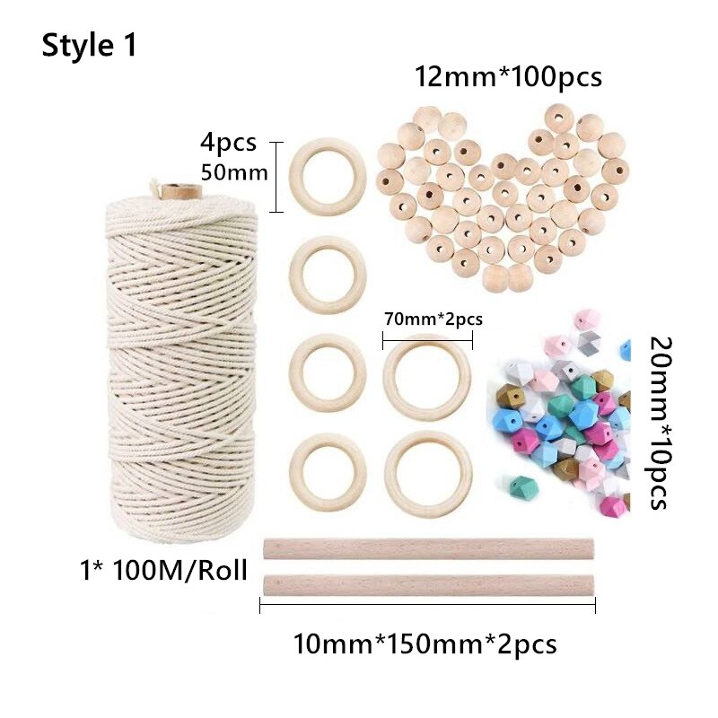 Kit de cordon pour macramé en coton de 3mm Durable, corde pour macramé faite à la main, tapisserie torsadée, fil de Textile tricoté, fournitures pour la maison: Style 1