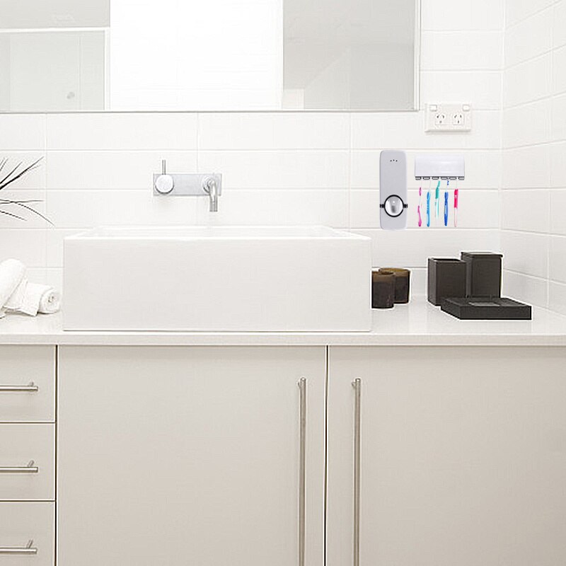 Home Wall Mounted Hands Free Automatic Toothpaste Tube Squeezer Dispenser Toothbrush Holder Bathroom Accessories Tools