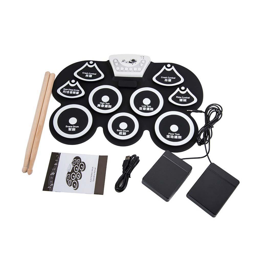 Portable Electronic Drum Drumstick Foot Pedal G101 Silicone Roll Up Drum Pads Set with Sticks Musical Instrument Accessories: Default Title
