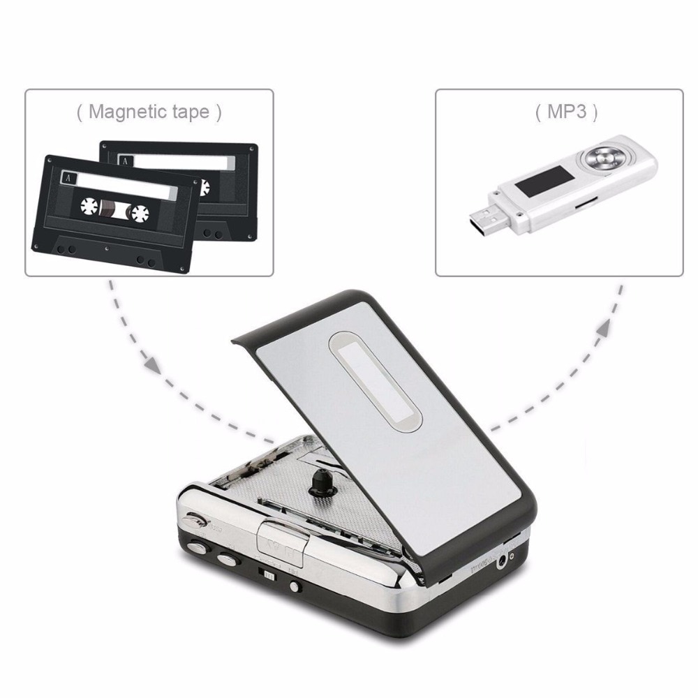 Cassette to MP3 Converter Player Analog Tapes Music to Digital Save to USB Flash Drive, USB Walkman Cassette Player Portable