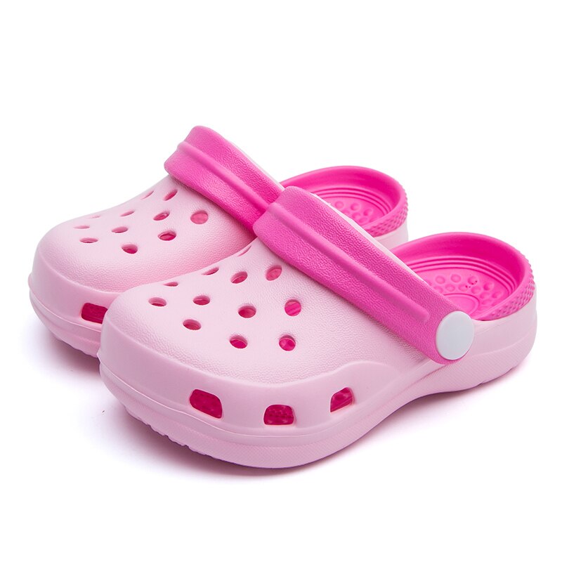 TZLDN Girls Boys Clogs Garden Shoes Summer Hollow Children Slippers Contrast Color Kids Beach Sandals EVA Eco-friendly Shoes: Pink / 4.5