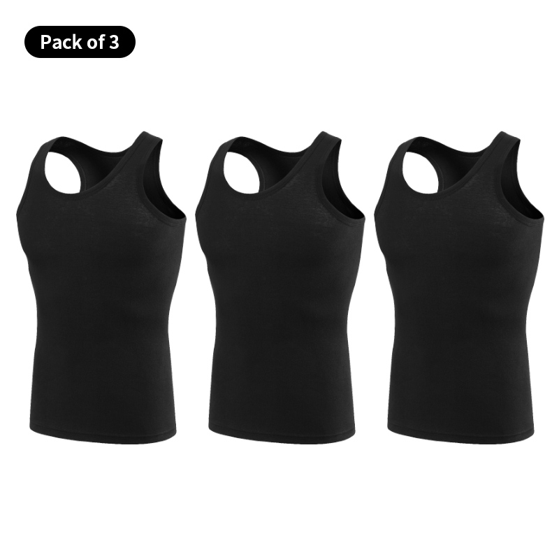Gilet moulant en coton fin pour hommes, 3 pièces, gilet de sport décontracté pour jeunes garçons, gilet sans manches Joker pour hommes d'âge moyen et âgés.: XXXL / MULTI
