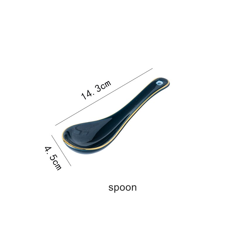 Plates Dishes Luxury Tableware Plate for Food Porcelain Kitchen Dish for Restaurant Party 1/2/4 Person Dinner Plates Set: blue spoon