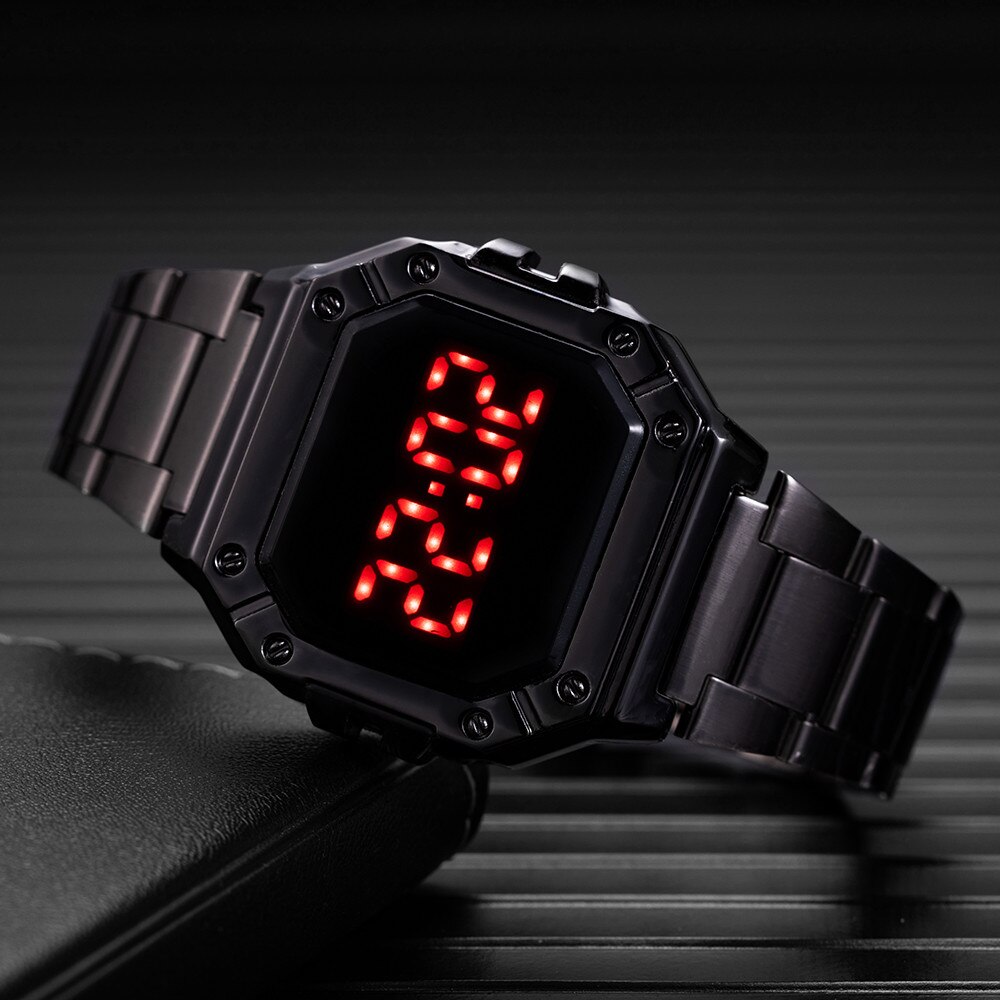 Digital Watch Women Men Unisex Luxury Stainless Steel Strap Wrist Watches Womens Alloy Dial Women&#39;s Electronic Clock Reloj Mujer