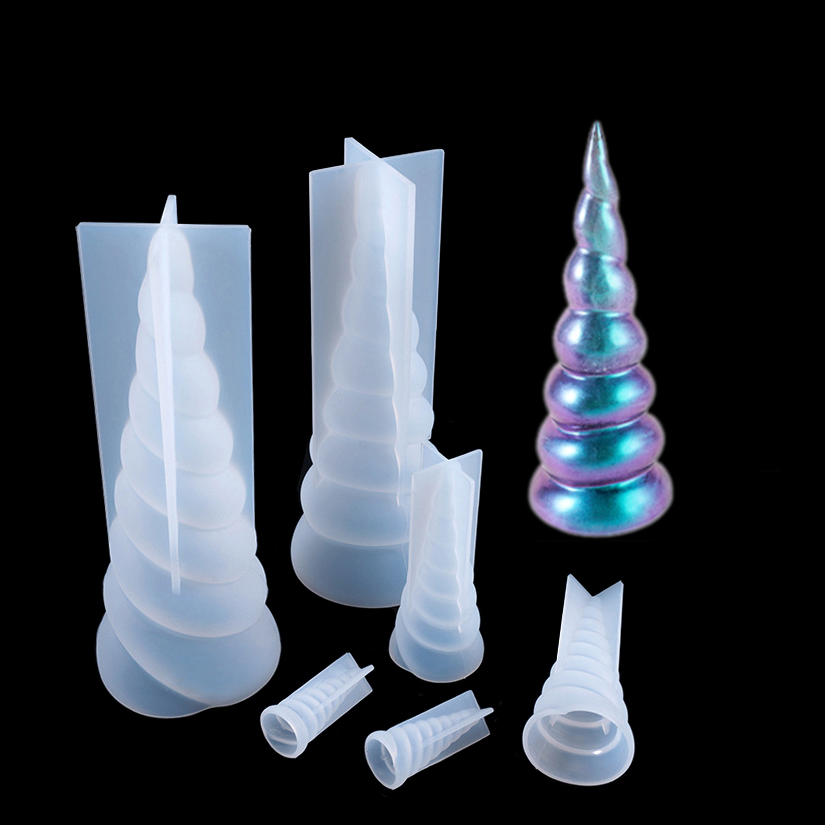 Molde de silicona con cuerno de unicornio, molde de resina de silicona, herramientas de decoración de tortas con fondant