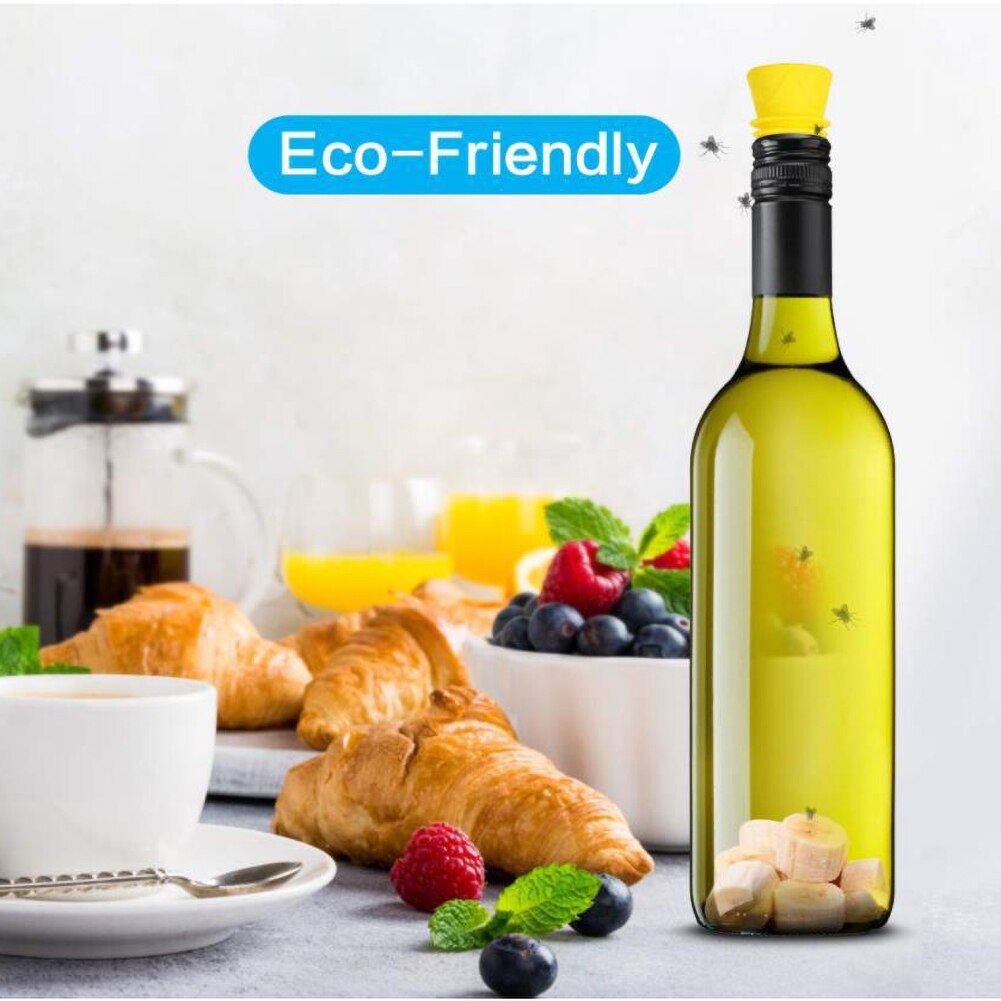 4/6/8Pcs Outdoor Indoor Kithchen Silicone Reusable Fruit Fly Traps Catcher Tool simply add some baits to the bottle trapping