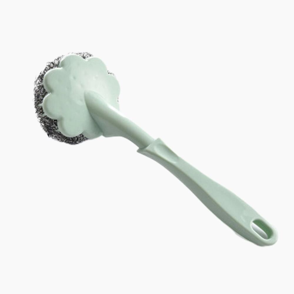 Lange Steel Bal Borstel Spons Afwassen Kom Schotel Pot Borstel Voor Afwassen Keuken Wc Badkamer Wassen Schoonmaken Tool: Green
