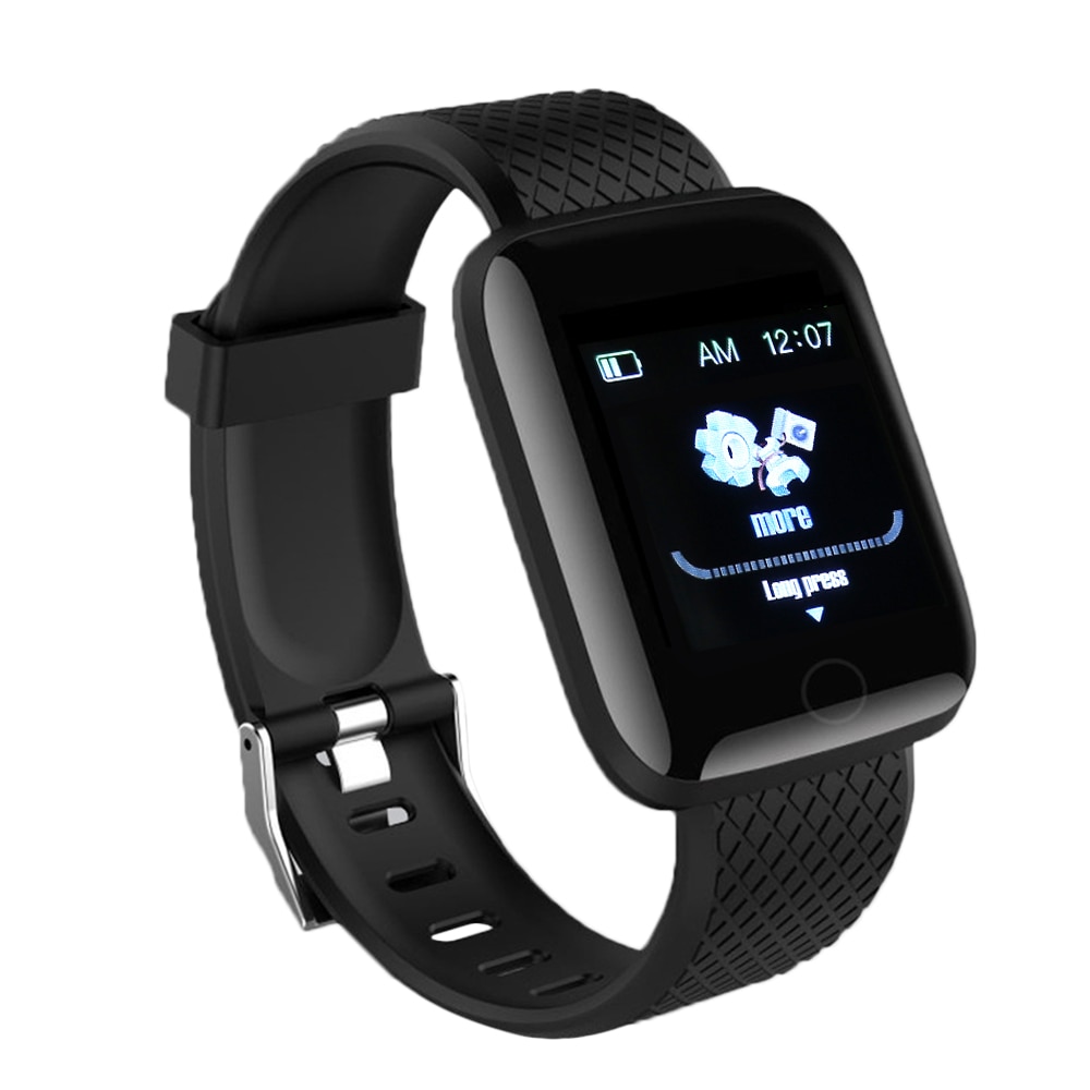 116 PLUS smart armband Fitness tracker smart armband bloeddruk hartslagmeter slimme band waterdicht polsbandje Pedomet: Black