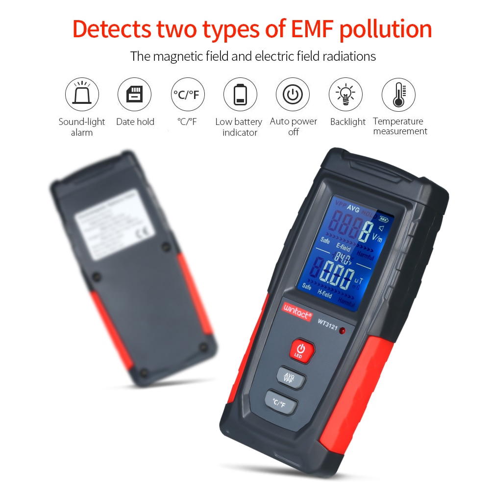 Portable Digital LCD Electric Field Magnetic Field Radiation Tester Double Measuring Mobile Phone Radiation Monitor