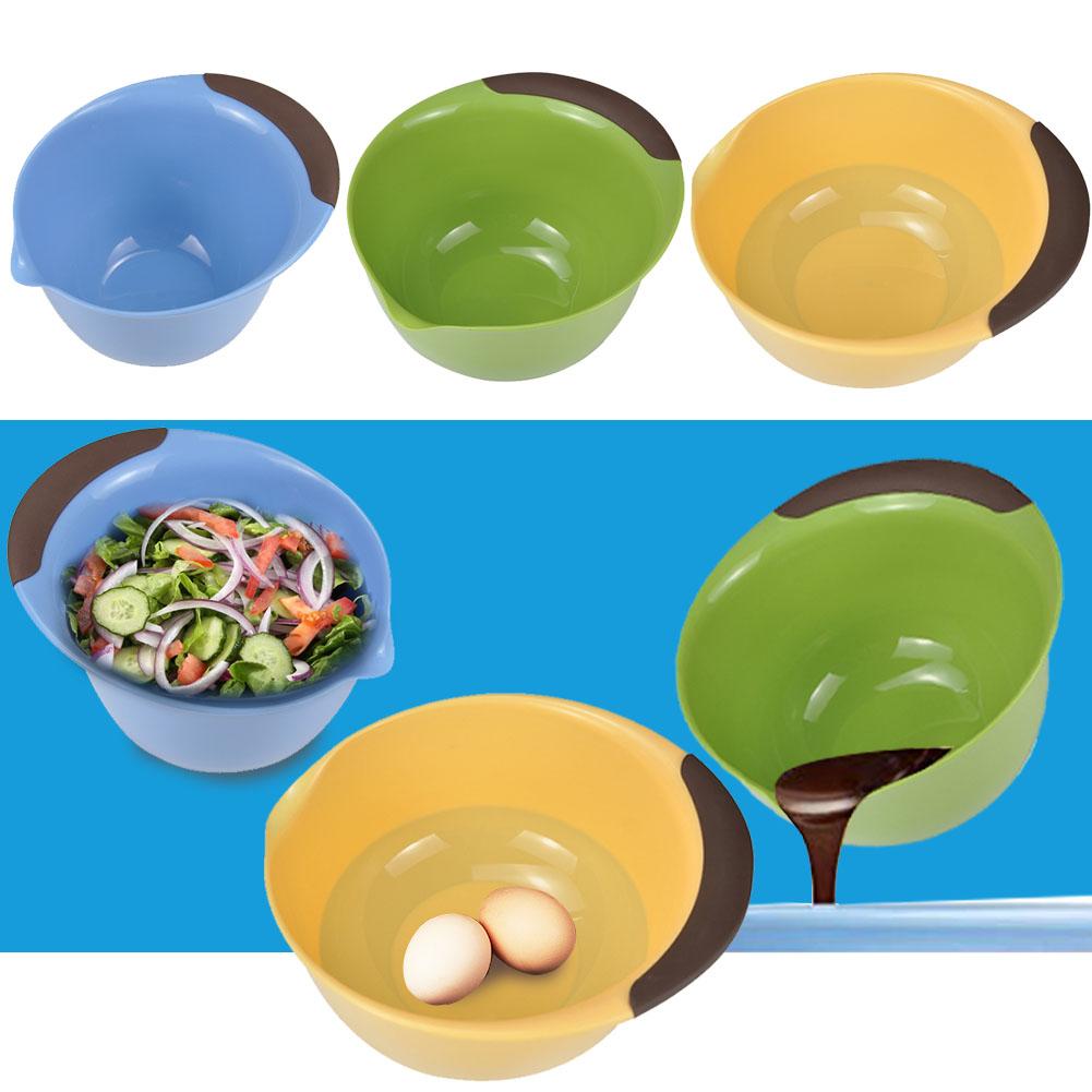 3 unids/set cuencos de mezcla de plástico portátil reutilizables cuencos de plástico lavable BPA tazón de Cereal libre ensalada fruta postre bol de aperitivos