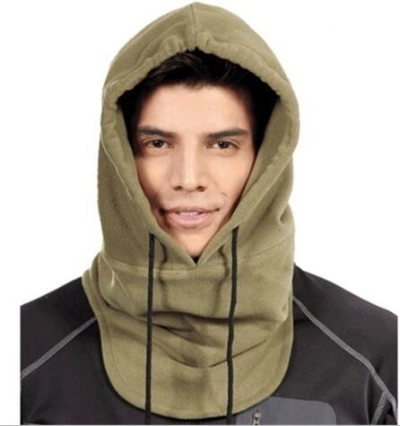 Dobbeltbrugs ski vinterhatte til mænd kvinder hætte kasket justerbar sort fleece plys hat termisk balaclava hovedbeklædning vindtæt: Militærgrøn
