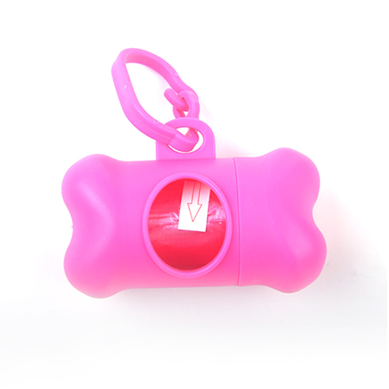 Perro mascota residuos bolsa portátil dispensador de residuos para perros titular de la bolsa de perro caca Scooper bolsas perros de compañía Pooper Scooper mascotas suministros: Rosa