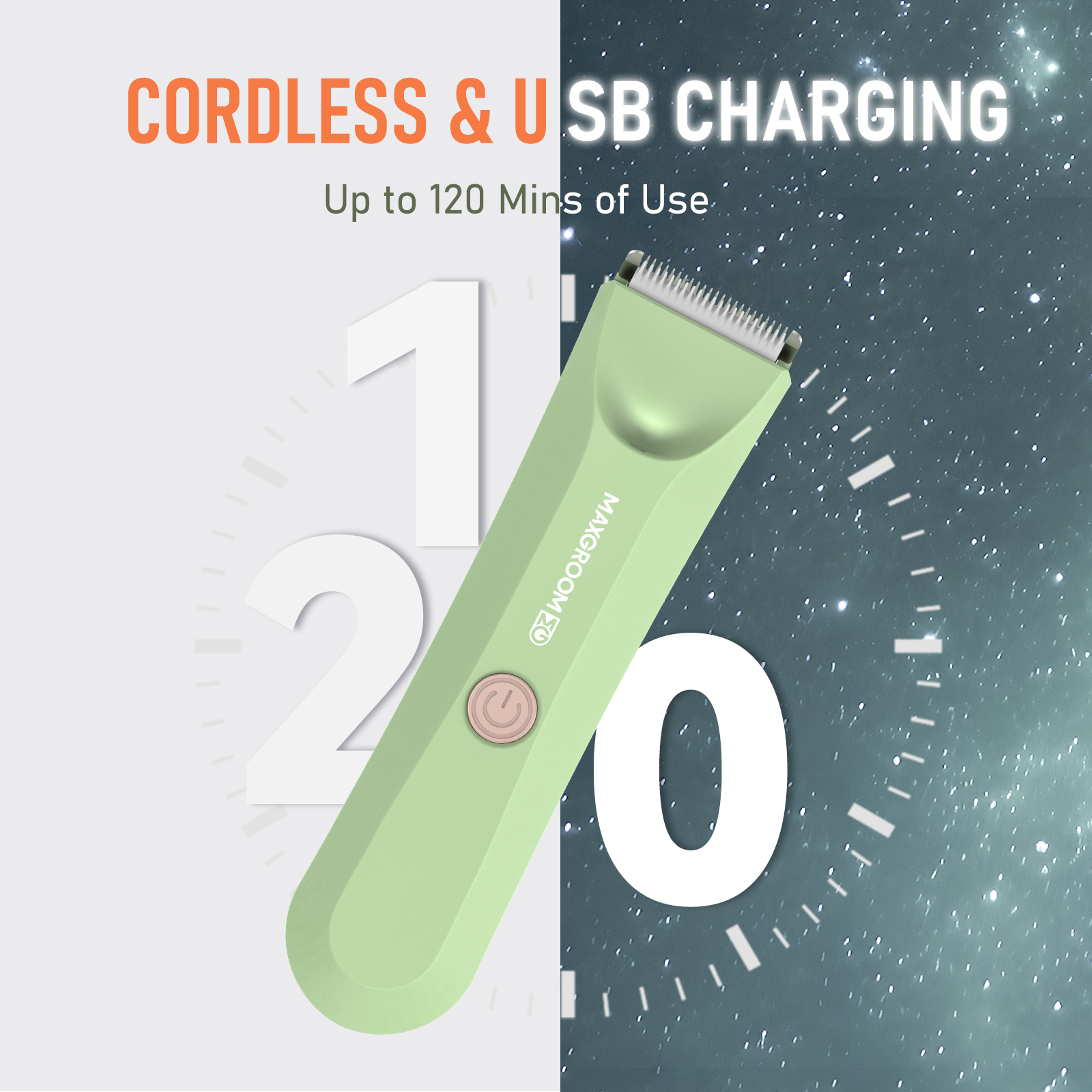 MAXGROOM Scheerapparaat voor Mannen Bal Trimmer voor Lies Schaamhaar Grooming Lichaamshaar Trimmer Vervangbare Keramische Meskoppen Elektrisch Scheerapparaat