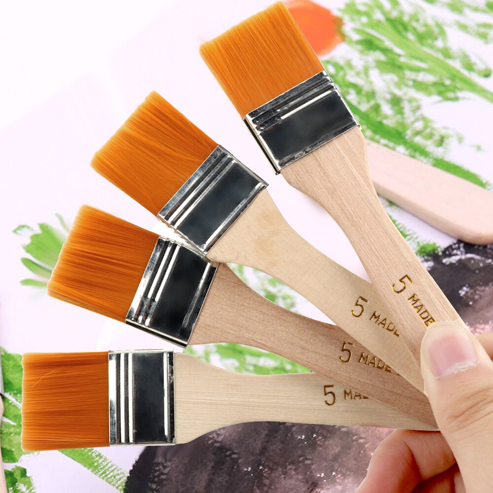 NICEYARD 4 unids/set Nylon pincel para óleo pinturas de acrílico pintura acuarela dibujo manijas de madera pelo pintura cepillo