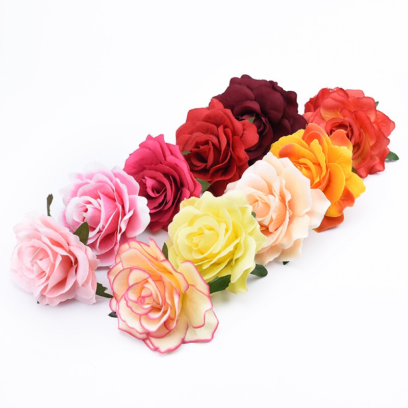 100pcs Artificial Flower Silk Rose Head Wedding bridal bouquet Brooch Wreaths Christmas Home garden Diy Decoration