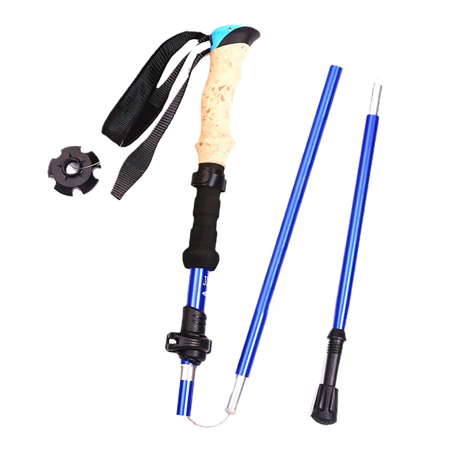 Telescopic Ultralight Trekking Pole Anti Shock Hiking Stick Folding Walking Cane: Blue