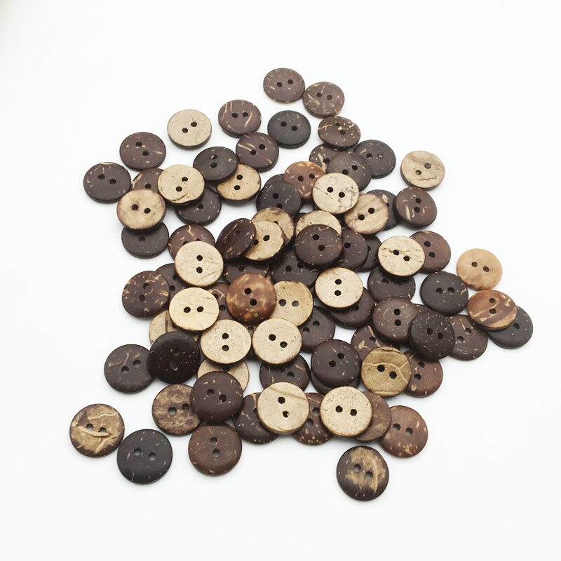 12mm 50PCS Natural Eco-friendly Coconut Shell Wood Button For Clothing 2Holes Children Scrapbook Decorative Sewing Accessories