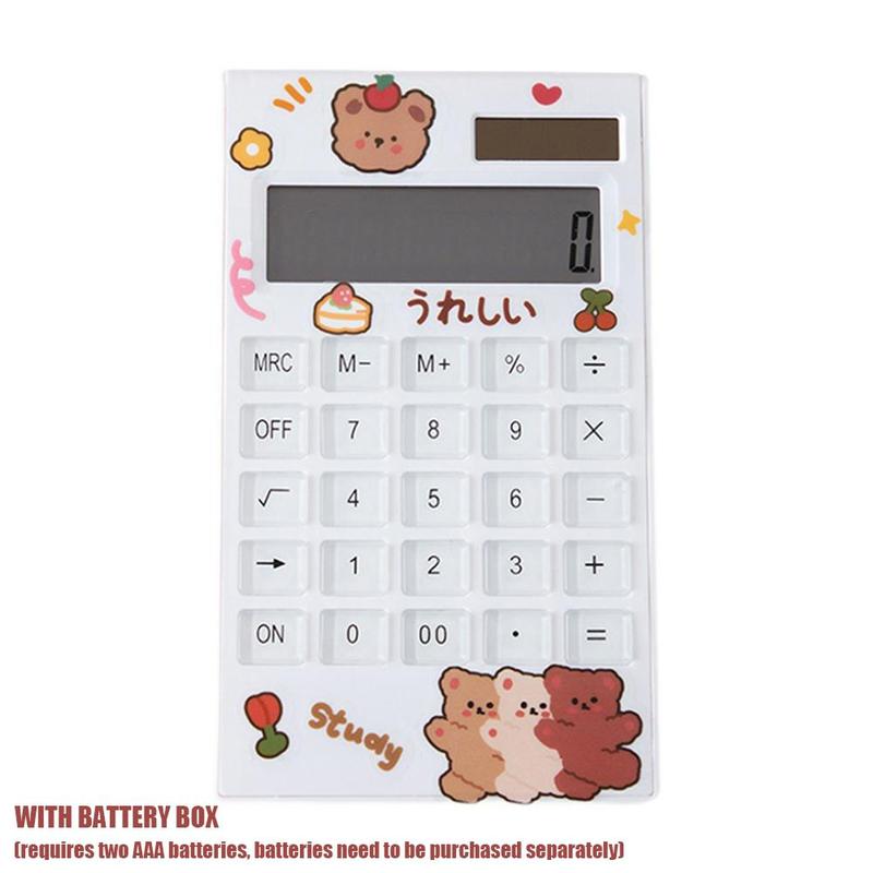 White Crystal Portable Small Solar Calculator School Teacher Student Office Learning Aid: Default Title