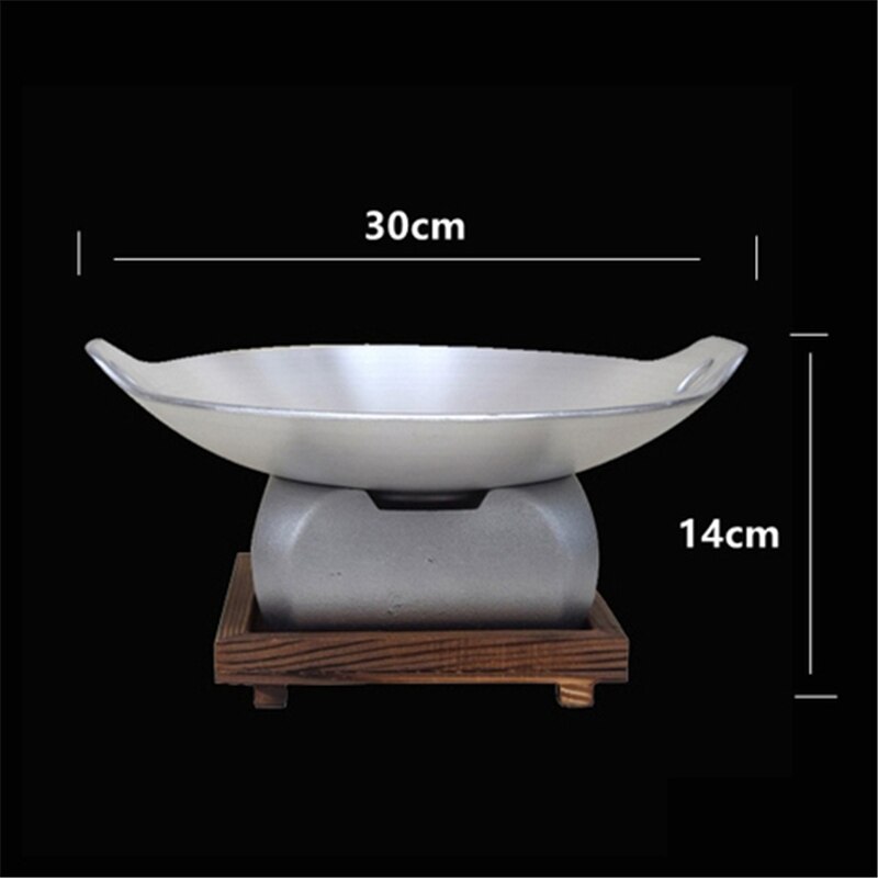 Small heating pot Alcohol stove suit pot Cooking pot Self service pot 9-inch thickened aluminum alloy Uncoated dry pot