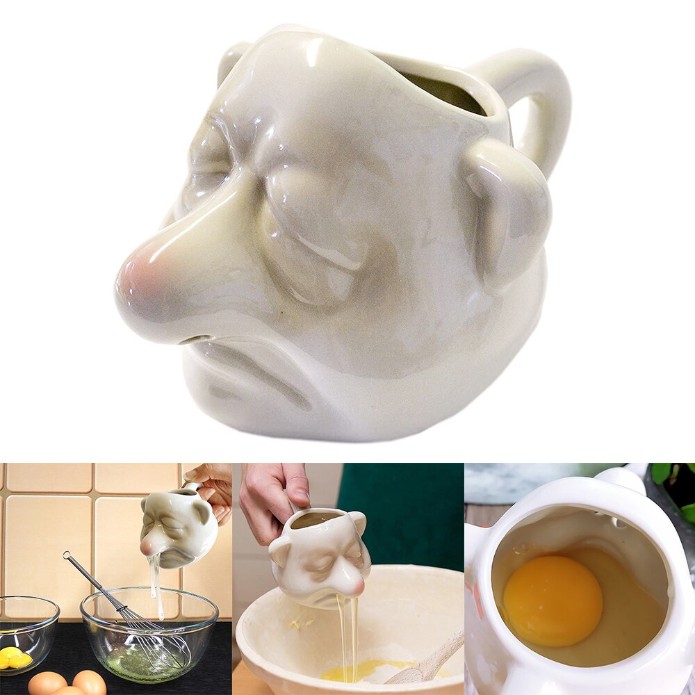 Gospodarstwa domowego ceramiczne kreatywny dziwne straszydło śmieszne jajko biały separator żółtka akcesoria kuchenne separator robić jajek gadżety robić kuchni
