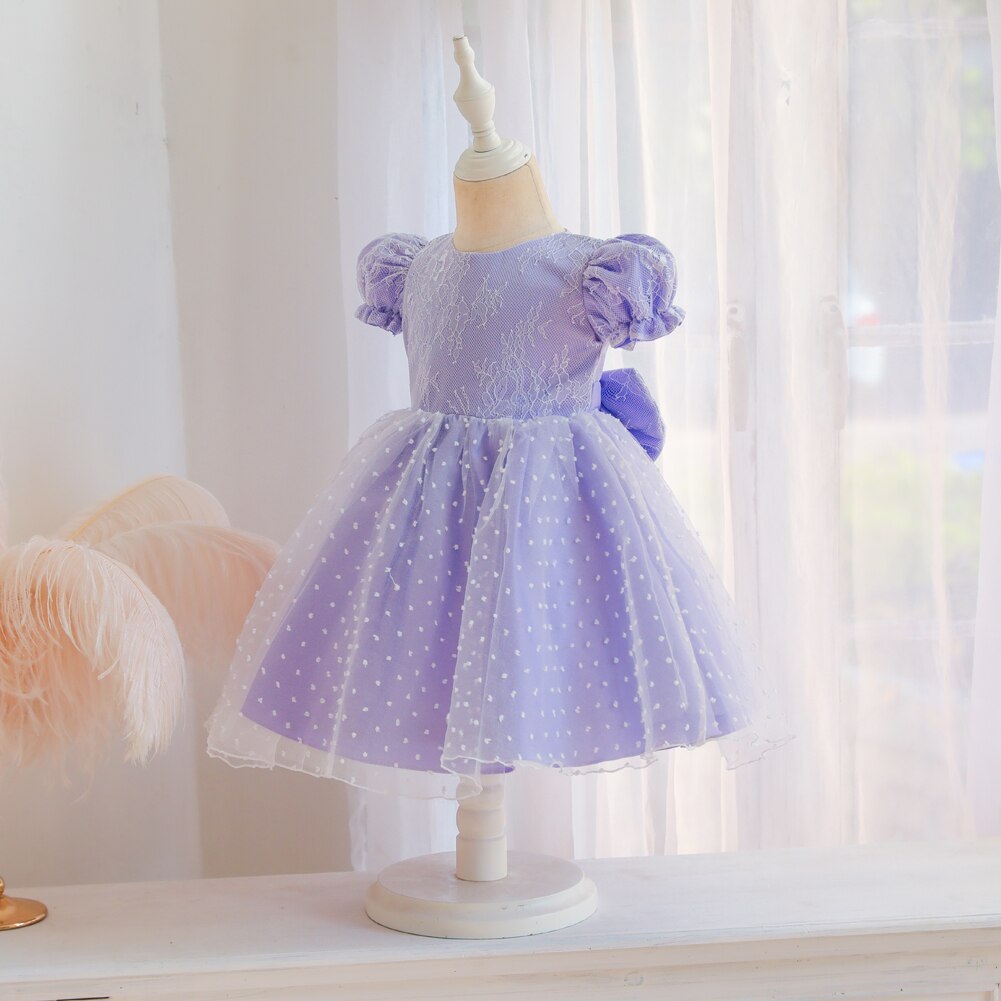 Ma y 6M-5Y bebé chico niñas vestido de encaje arco Puff manga tul boda cumpleaños vestidos para niñas