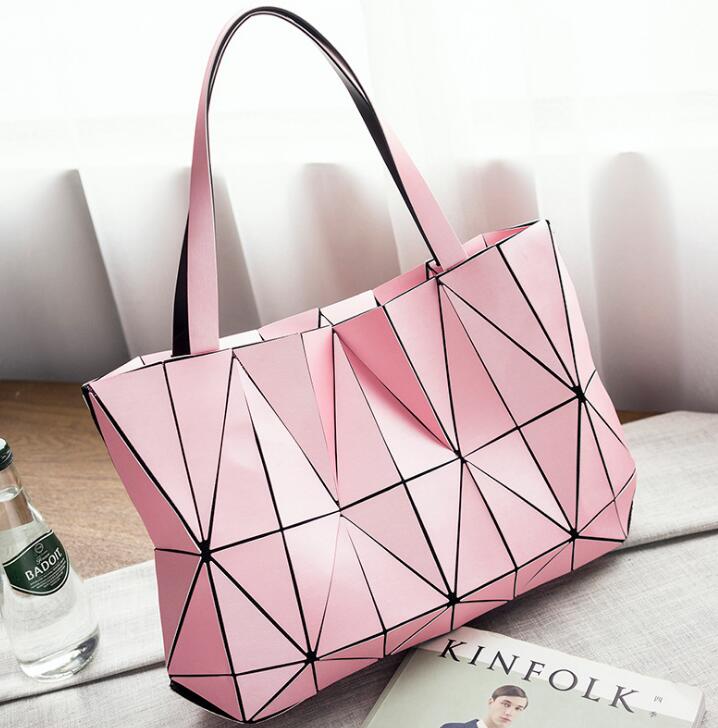 Maelove women-bag Geometric Diamond Folding Tote Shoulder Bags Matte color Geometry Handbags for Girls