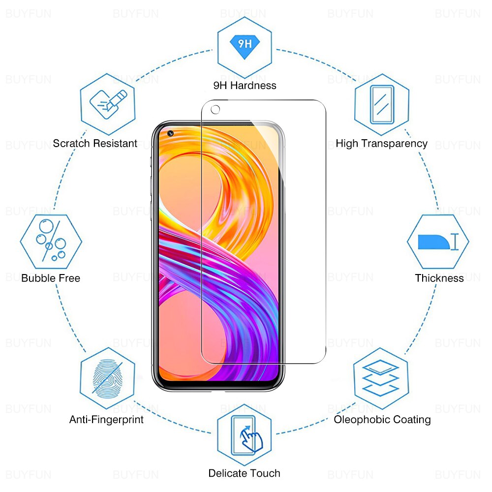 Protector de pantalla de vidrio templado para móvil, película de cobertura completa para Oppo Realme 8 Pro 8i, Realmi 8i 8pro Realmy8 i 8 Pro, 3 piezas