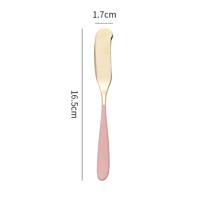 Premium 18/8 Stainless Steel Cheese Spreader, Hand Forged Butter Knives, Kitchen Tools: Pink Handle
