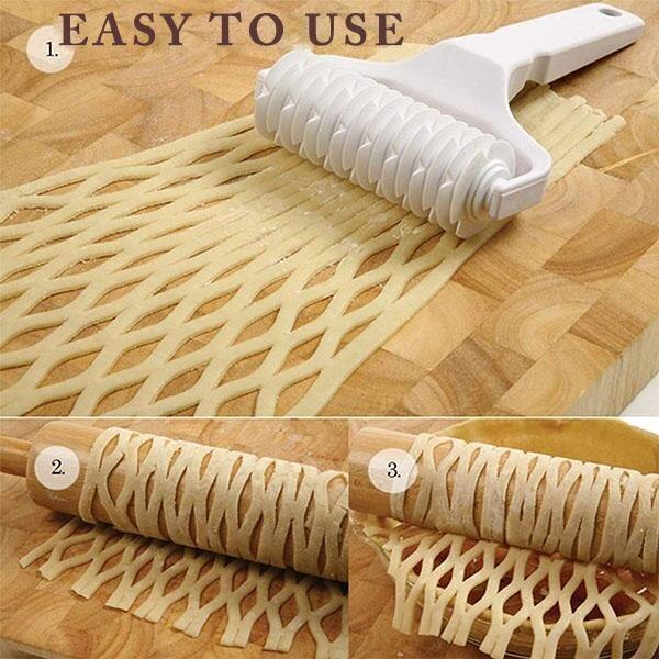 Pastry Lattice Roller Cutter Plastic Pull Net Pizza Knife Wheel Pasta Lattice Roller Cutter Dough Biscuit Pie