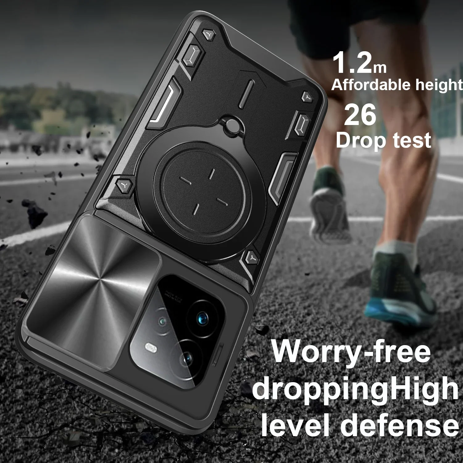Funda con soporte para cámara deslizante para Realme GT 7 Pro, Funda protectora con soporte magnético para Realme GT7 Pro, Capa de teléfono a prueba de golpes