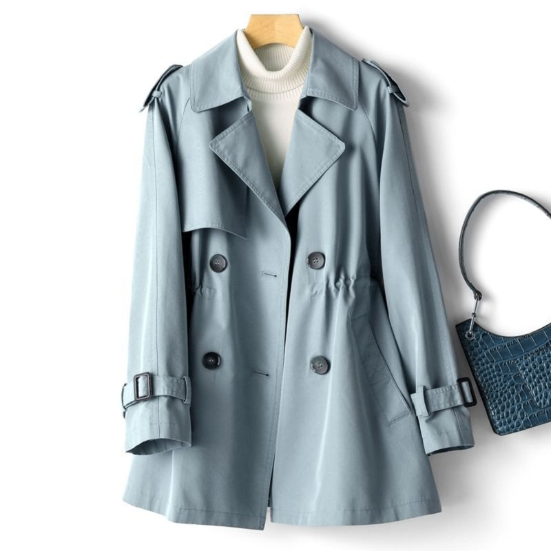 Women Trench Coat Autumn Korean Double-breasted All-Match Casual Loose Female Windbreaker Outerwear Overcoat Ladies: M / Gold