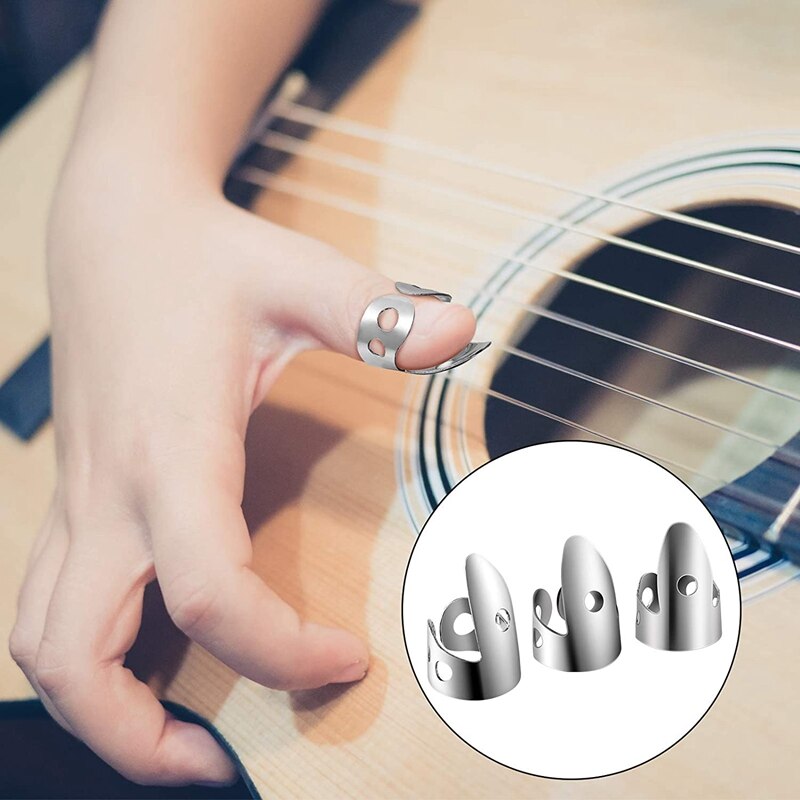1 kciuk z 3 palcami kostki robić gitary metalowe kostki robić paznokci otwarty projekt dla banjo ukulele akcesoria robić gry na gitarze