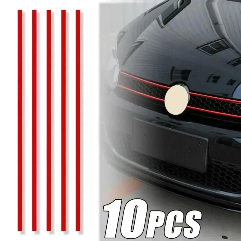 5 stks reflecterende strips autostickers auto voorkap grille lijstwerk rode waterdichte auto decor accessoires exterieur onderdelen sticker