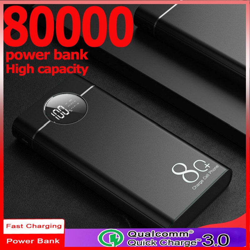 Chargeur de secours portatif extérieur de voyage de la charge rapide 2USB de haute capacité de la banque de puissance 80000MAh pour l'iphone de Xaiomi Sansung