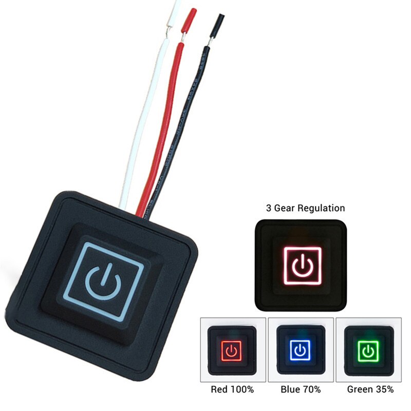 3.7-12V Electric Heating Controller – Silicone Button Rheostat Switch, 3-Gear Temp Control For Heated Vests & Pants, Waterproof (Black)