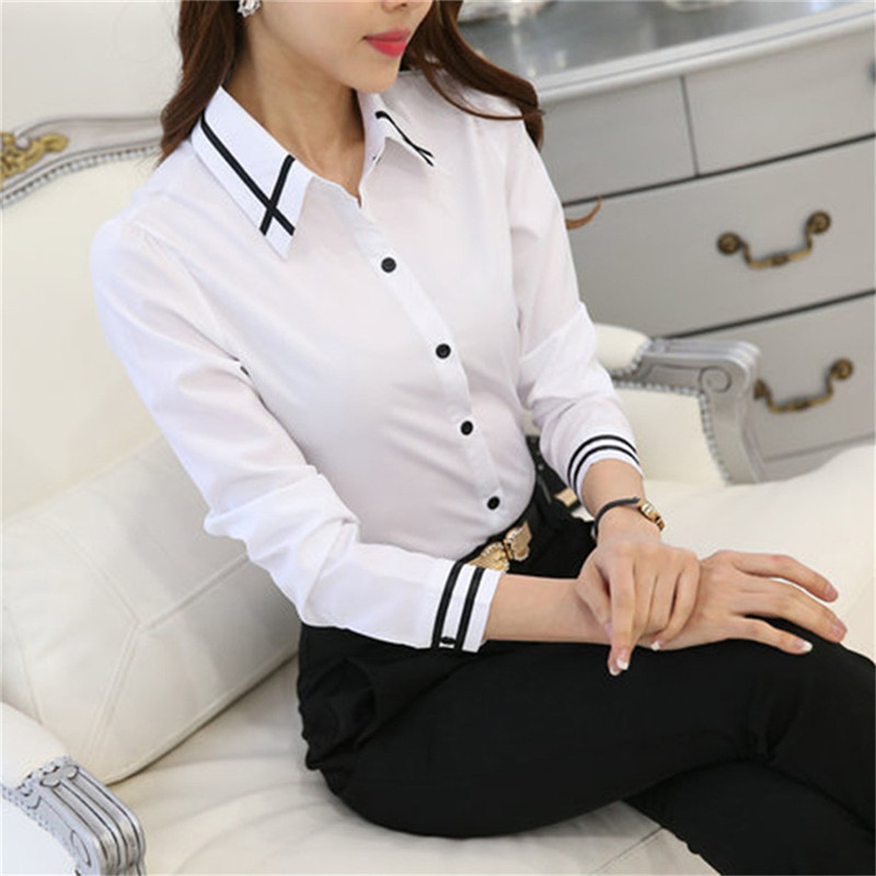Femmes bureau dame chemise femme en mousseline de soie mince Blouse décontracté à manches longues chemises dame Style hauts vêtements Blusas