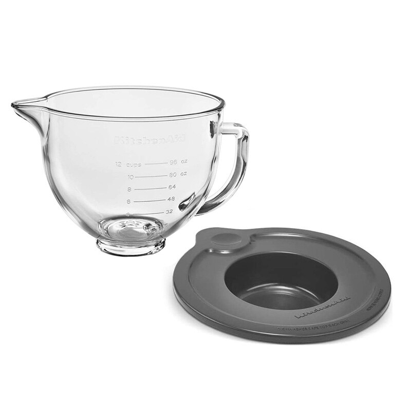 2Pcs Glass Bowl Cover Spare Replacement Parts With Pouring Spout For Kitchenaid K5GB KSM5GB 5 Quart Tilt-Head Stand Mixers