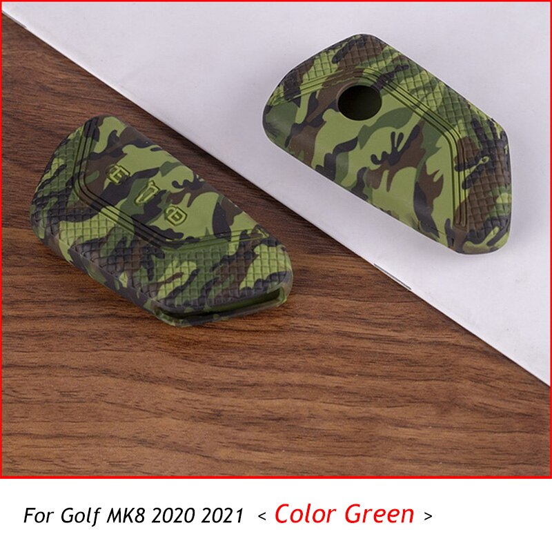 Car Keyless Remote Key Case Smart Key Cover For Seat Keychain Key Fob Cover For VW Golf 8 MK8 Accessories: Color Green