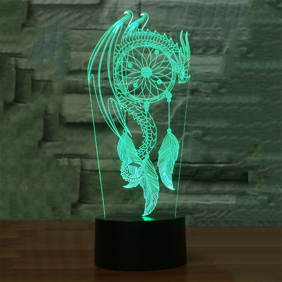 Mooie Windgong 3d Remote Kleurrijke 3d Led Nachtlampje Visuele 3D Nachtverlichting Illusion Slaapkamer Mood Lamp