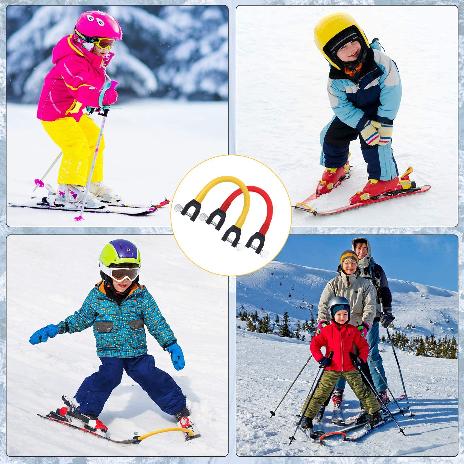 Conector de punta de esquí para principiantes, Ayuda de entrenamiento de esquí, cuña fácil, herramientas de entrenamiento de esquí de nieve para principiantes de invierno, 4 piezas