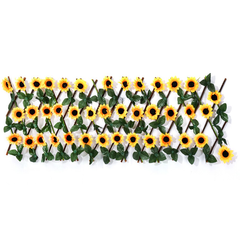 Wooden Hedge Artificial Flower Leaves Fence Indoor Balconies UV Protection Home Garden Screening Trellis Privacy Screen Backyard