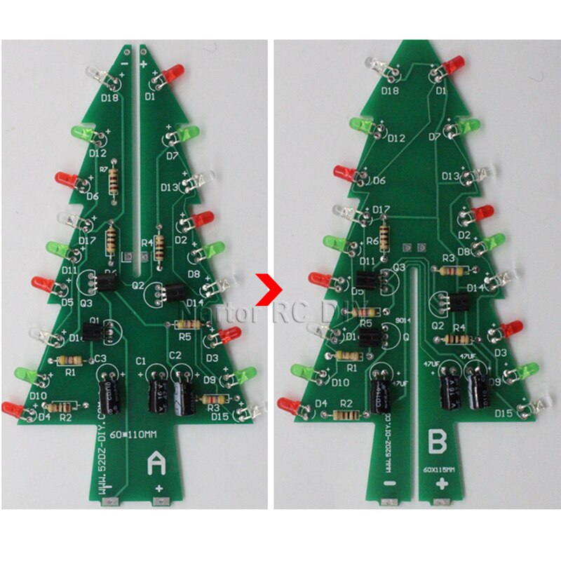 Weihnachten Baum LED DIY Kit Dreidimensionale 3D Rot/Grün/Gelb LED-Blitz Schaltung Teile Elektronische Spaß Suite Weihnachten