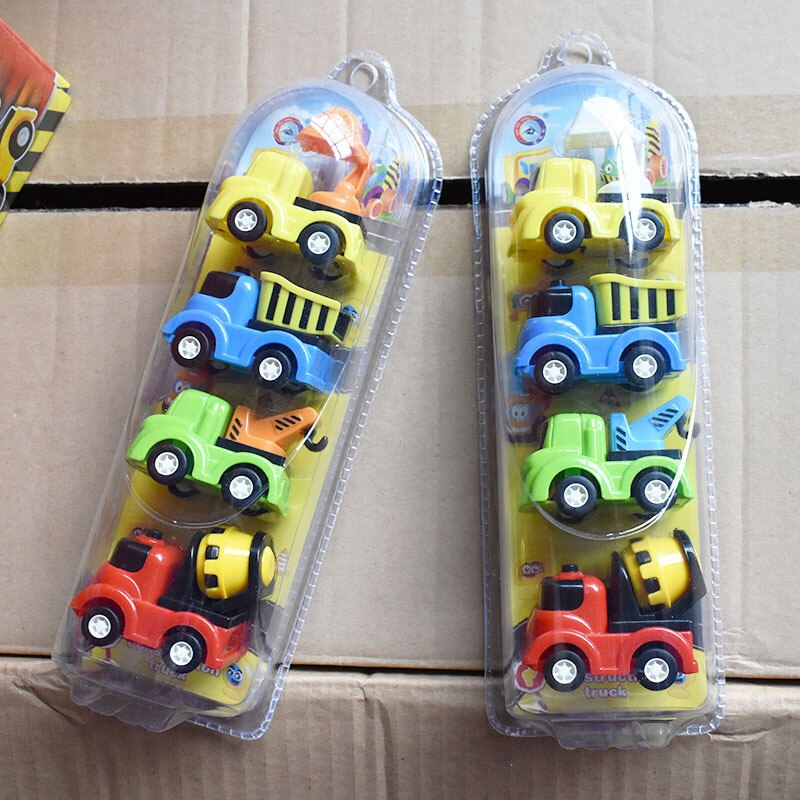 4PCS/Set Catoon Engineering Vehicle Truck Cute Model Toy Random Color