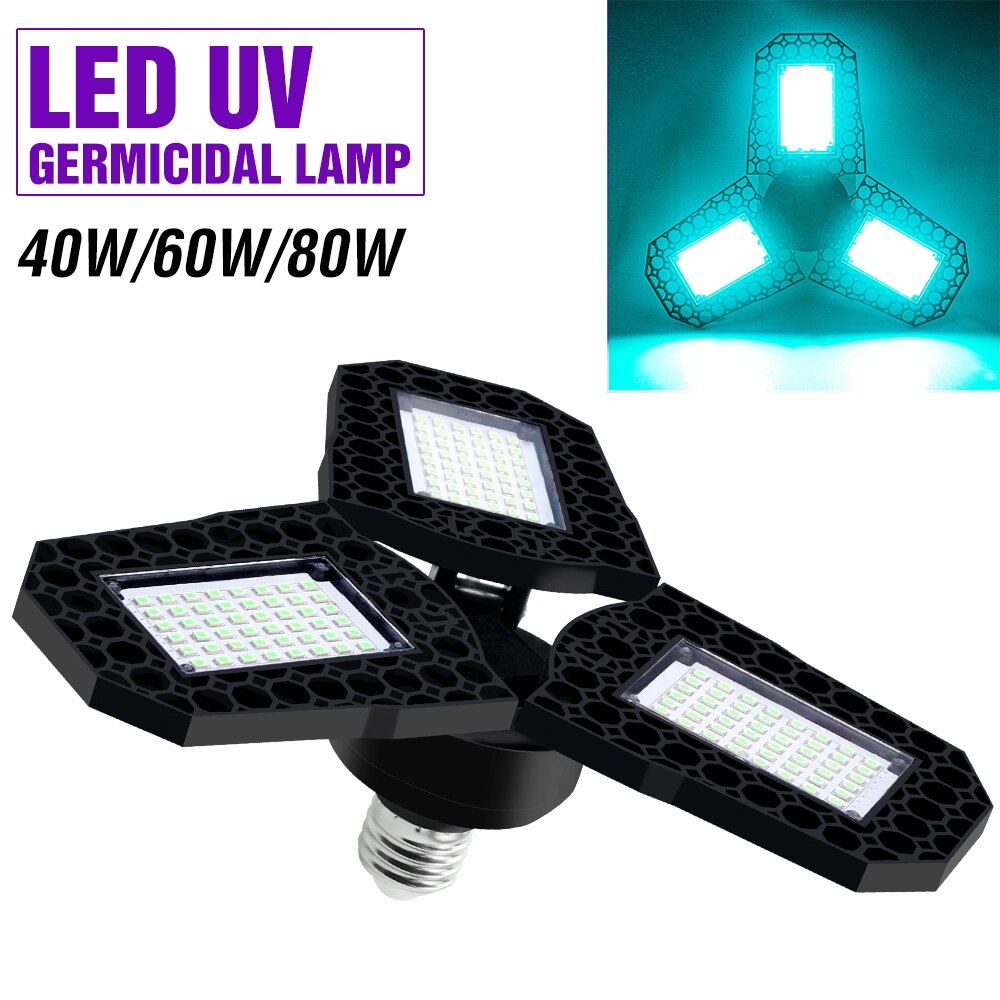 CanLing UV Germicidal Light LED Ultraviolet Lamp 220V LED UVC Sterilizer 40W 60W 80W Antibacterial lamp 110V Disinfect Bacterial