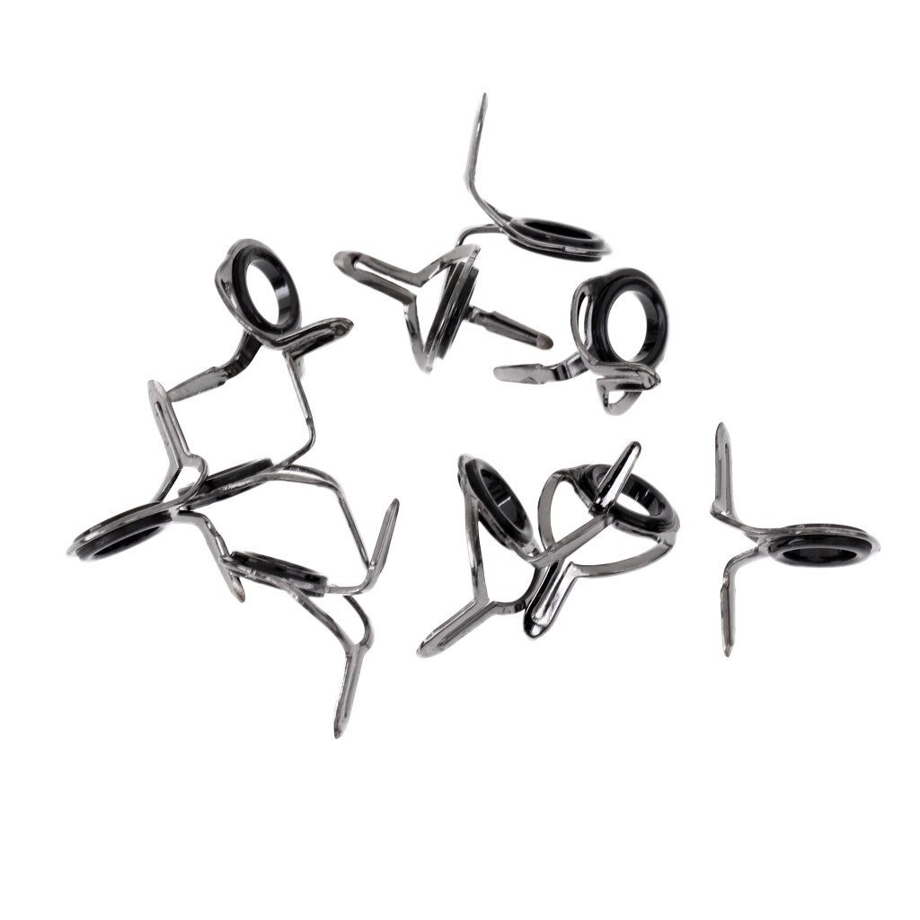 10Pcs Stainless Steel Fishing Rod Guides Tips Repair Kit Ceramic Eye Rings Tangle Free Size 6# - 30#