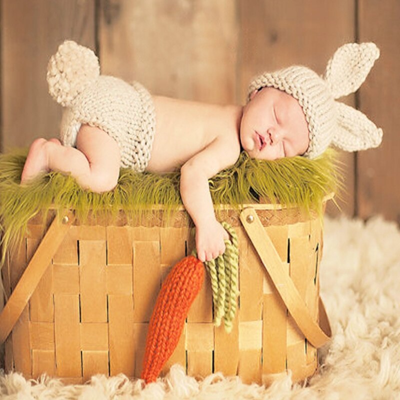 Nyfødte baby fotografering rekvisitter piger drenge gulerod hæklet børn foto tilbehør  t3la