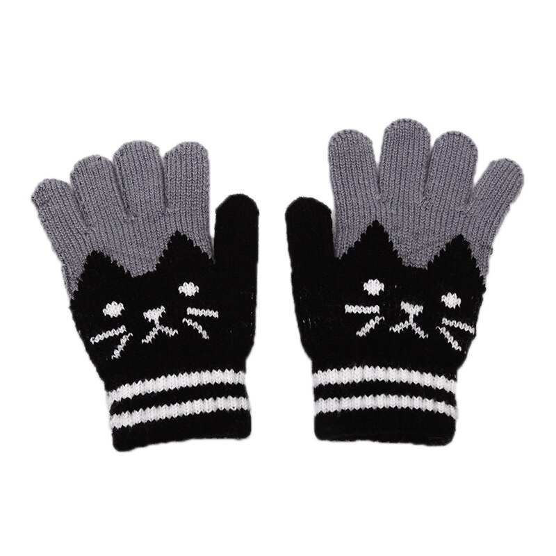 Child Kids Winter Warm Thick Gloves Baby Girls Boys Toddler Magic Mittens Imitation Cashmere Cute Baby Gloves 4-8Y: Black