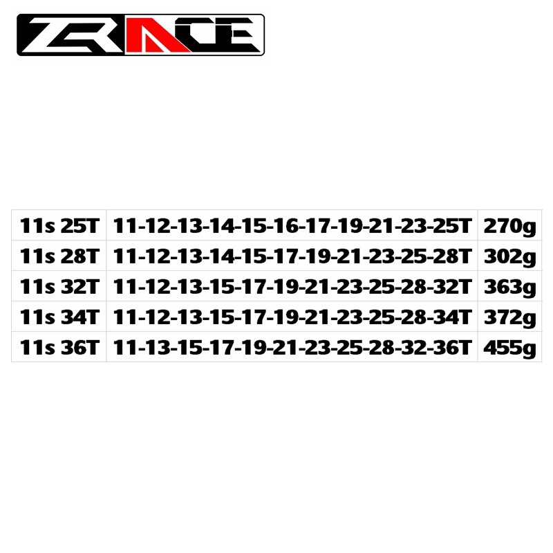 ZRACE Fiets Cassette 11 Speed Road/mtb vrijloop 11-25 T/28 T/32 T /34 T/36 T, compatibel met Ultegra 105