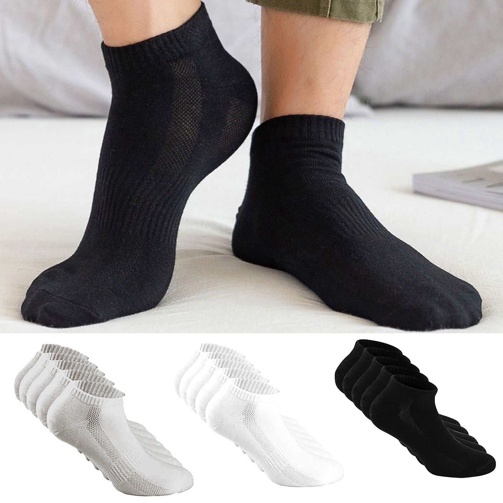 5 Pairs Of Men's And Women's Socks Breathable Sports Socks Solid Color Short Boat Socks Comfortable Cotton Socks